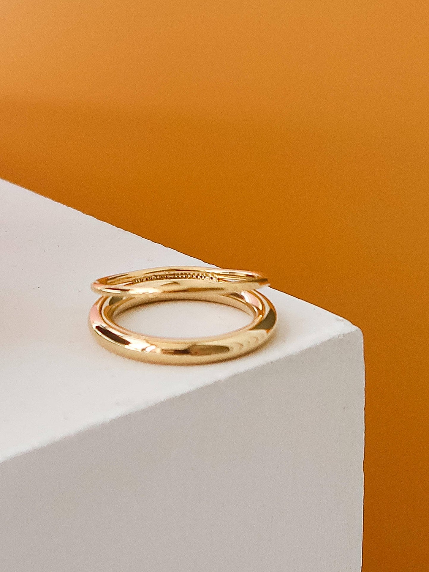 Harvey 18K Gold Non-Tarnish Classic Double Band Ring: Yellow Gold