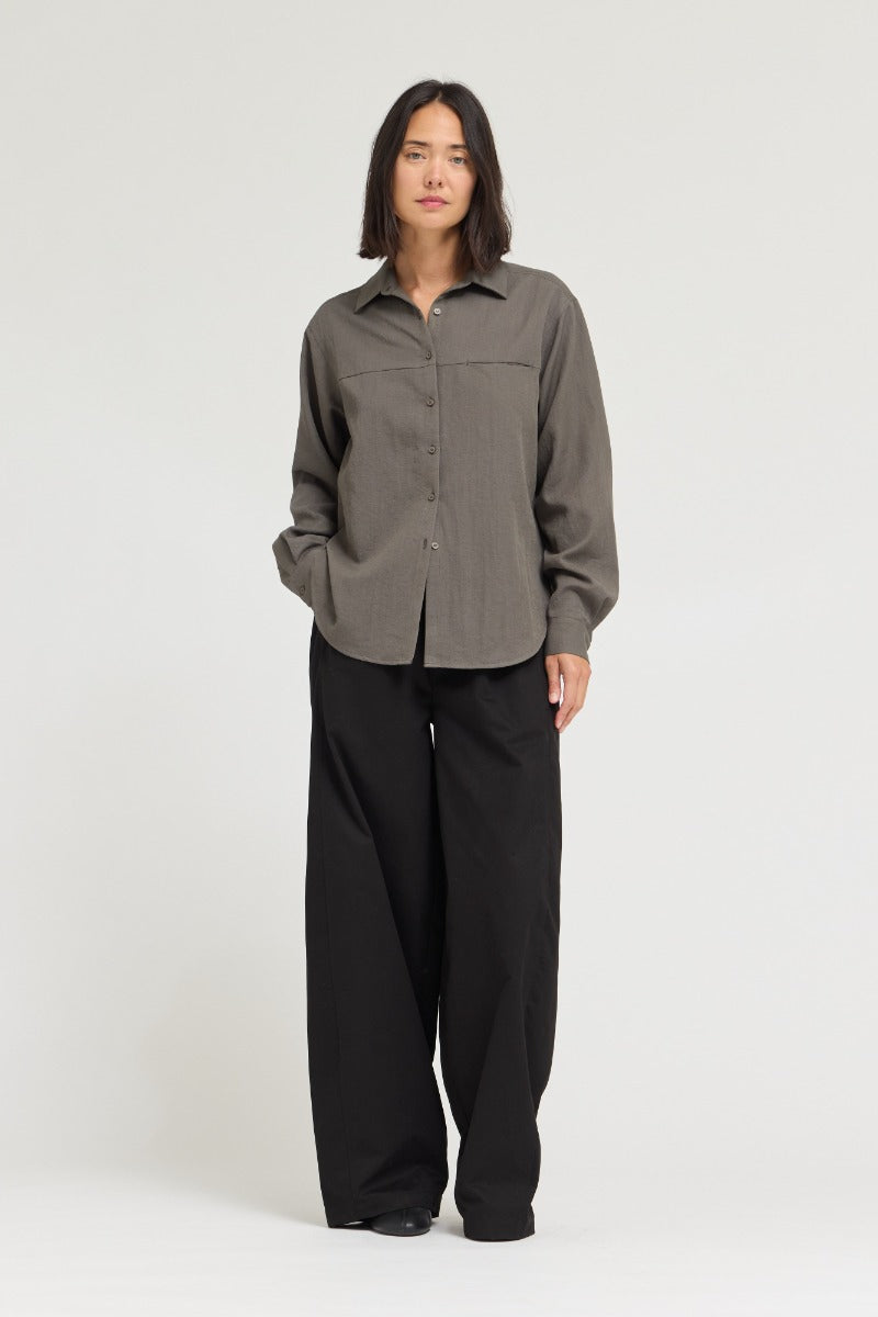 Barrel Leg Cotton Pants | Black