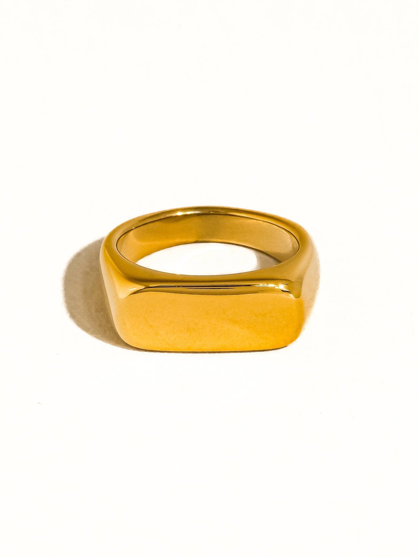 Glayce 18K Gold Non-Tarnish Classic Signet Ring: Silver
