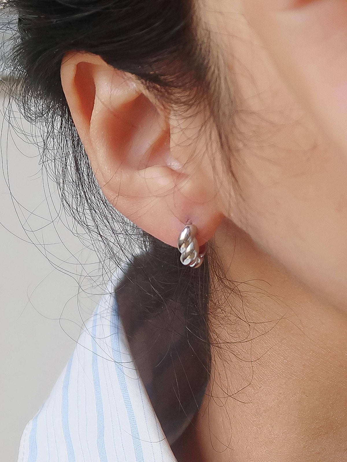 Brea Twisted Hoop Earrings | Silver