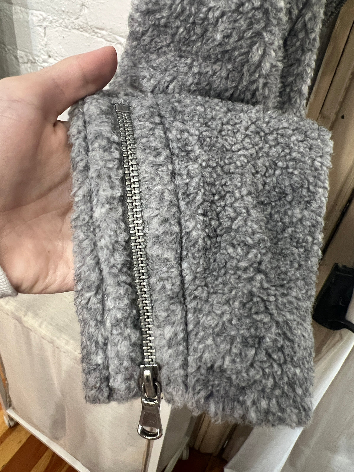 Rebecca Taylor Grey Curly Lamb Shearling Collar Moto Jacket