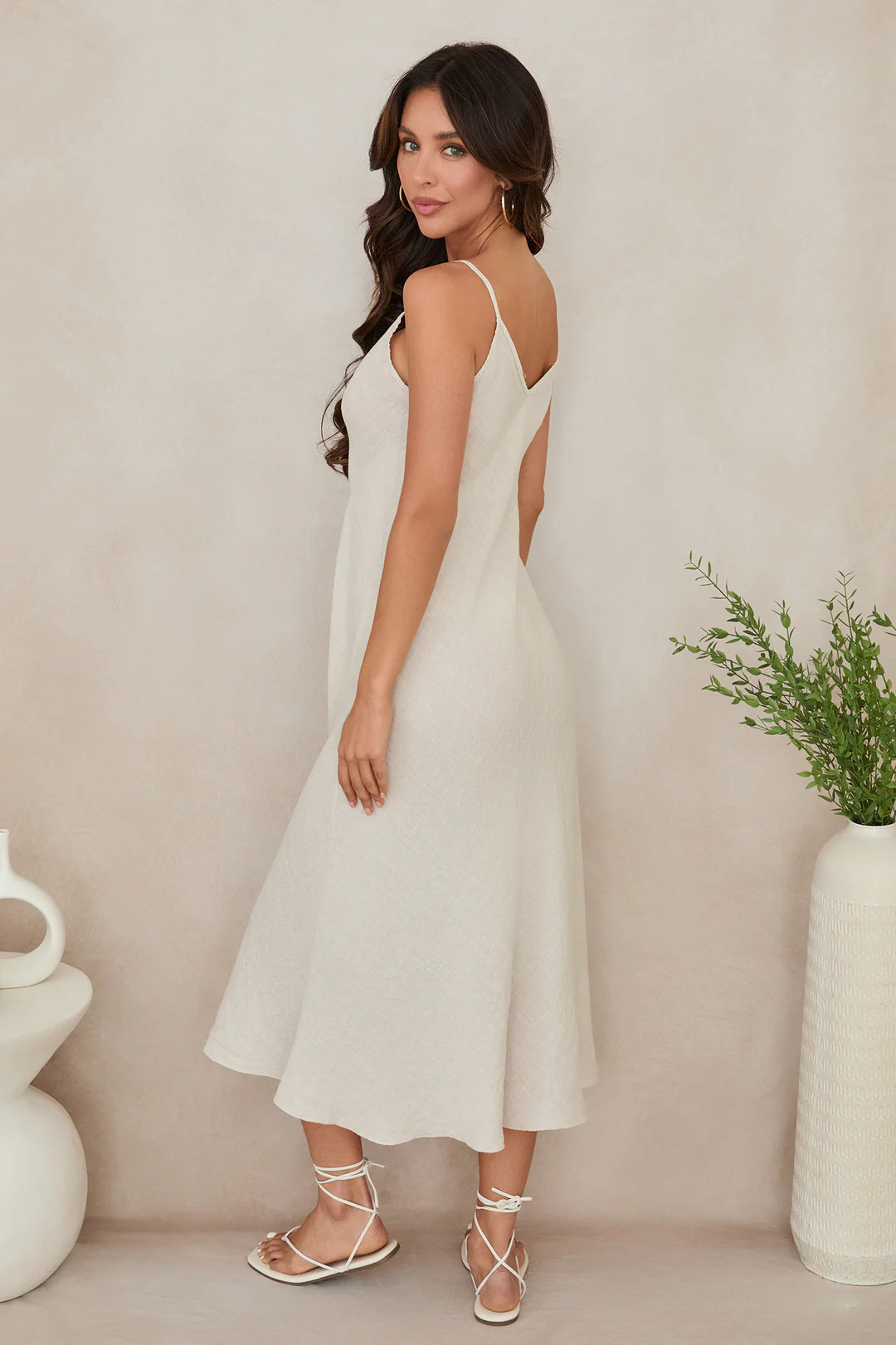 Italian Linen slip beige dress