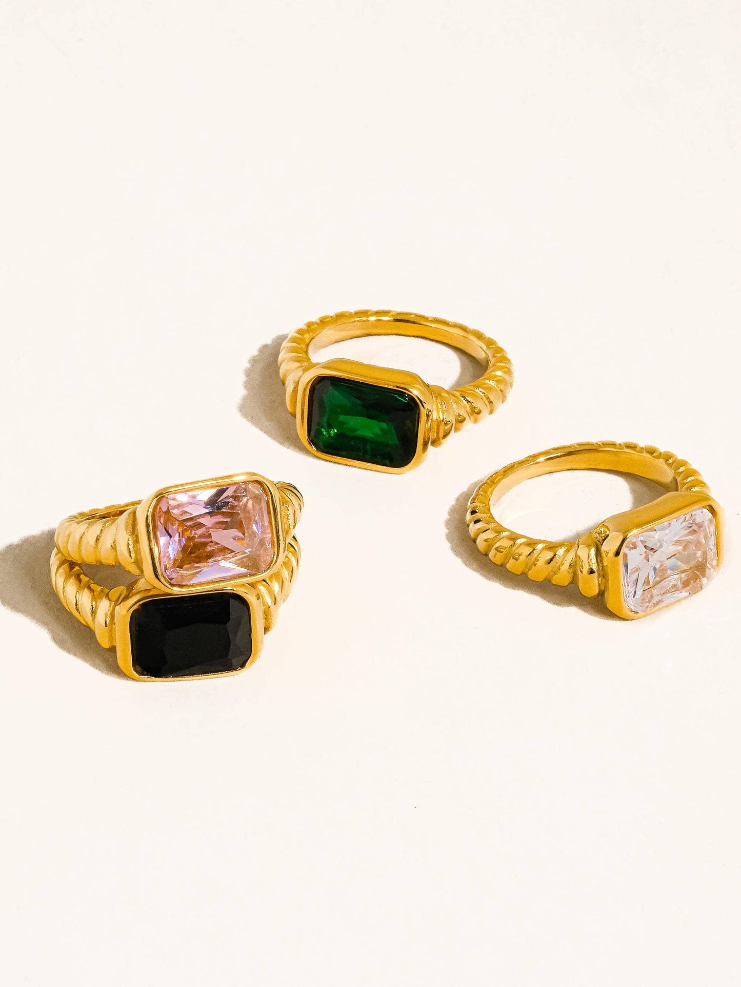 Laverne 18K Gold Non-Tarnish CZ Cocktail Ring: Pink