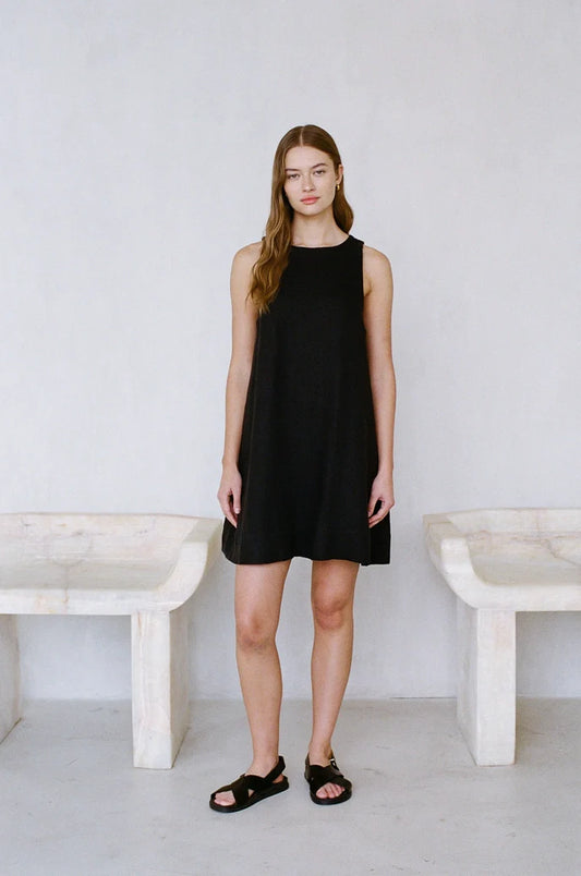 Novella Black Linen Dress
