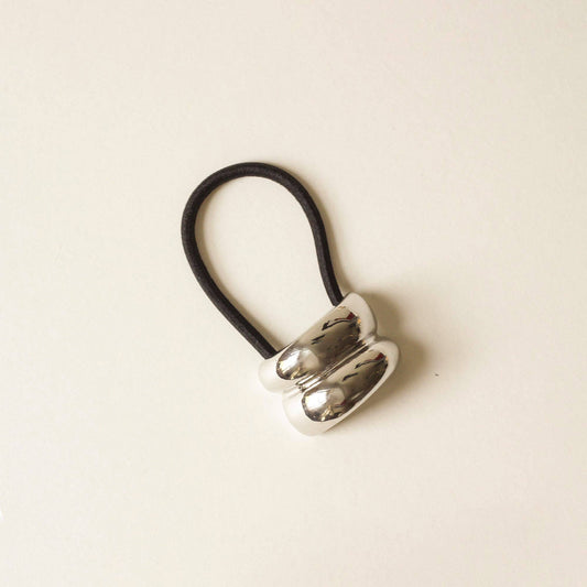 Mini Double Arch Metal Ponytail Hair Tie | Silver