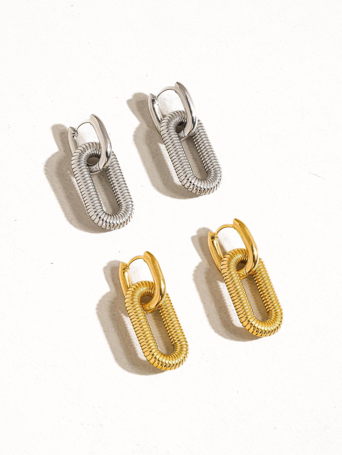 Kate Double Chain Hoop Earring | Silver
