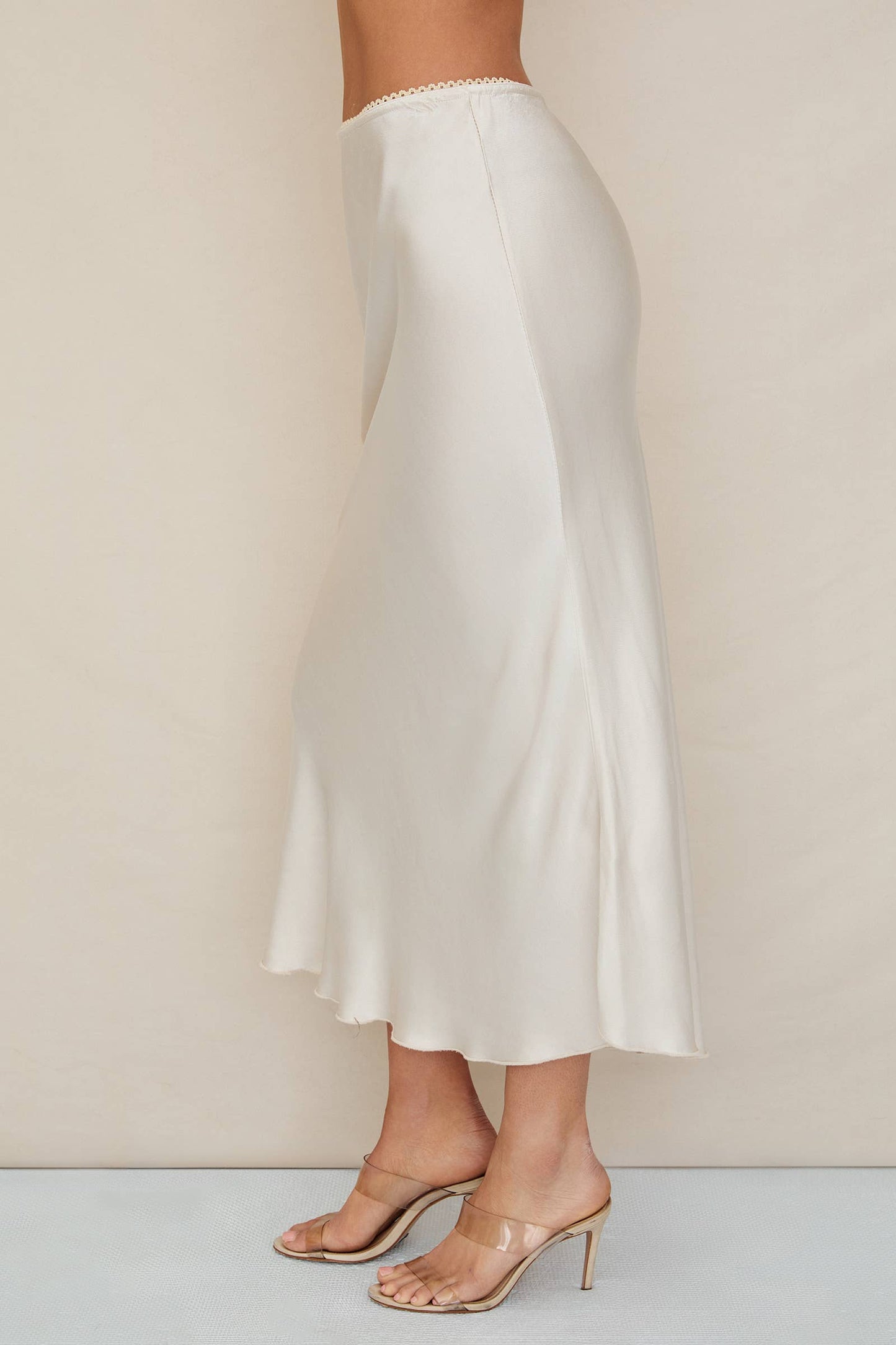Silky Slip Skirt | Beige