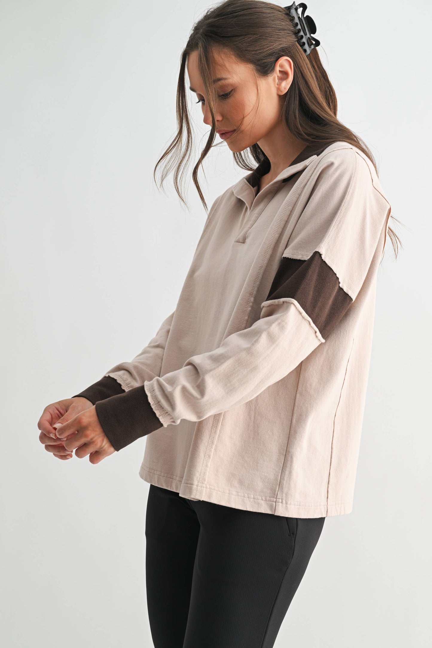 Crestline Contrast Collared Top