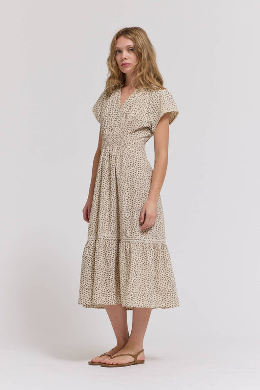 Scallop Cotton Trim Midi Dress