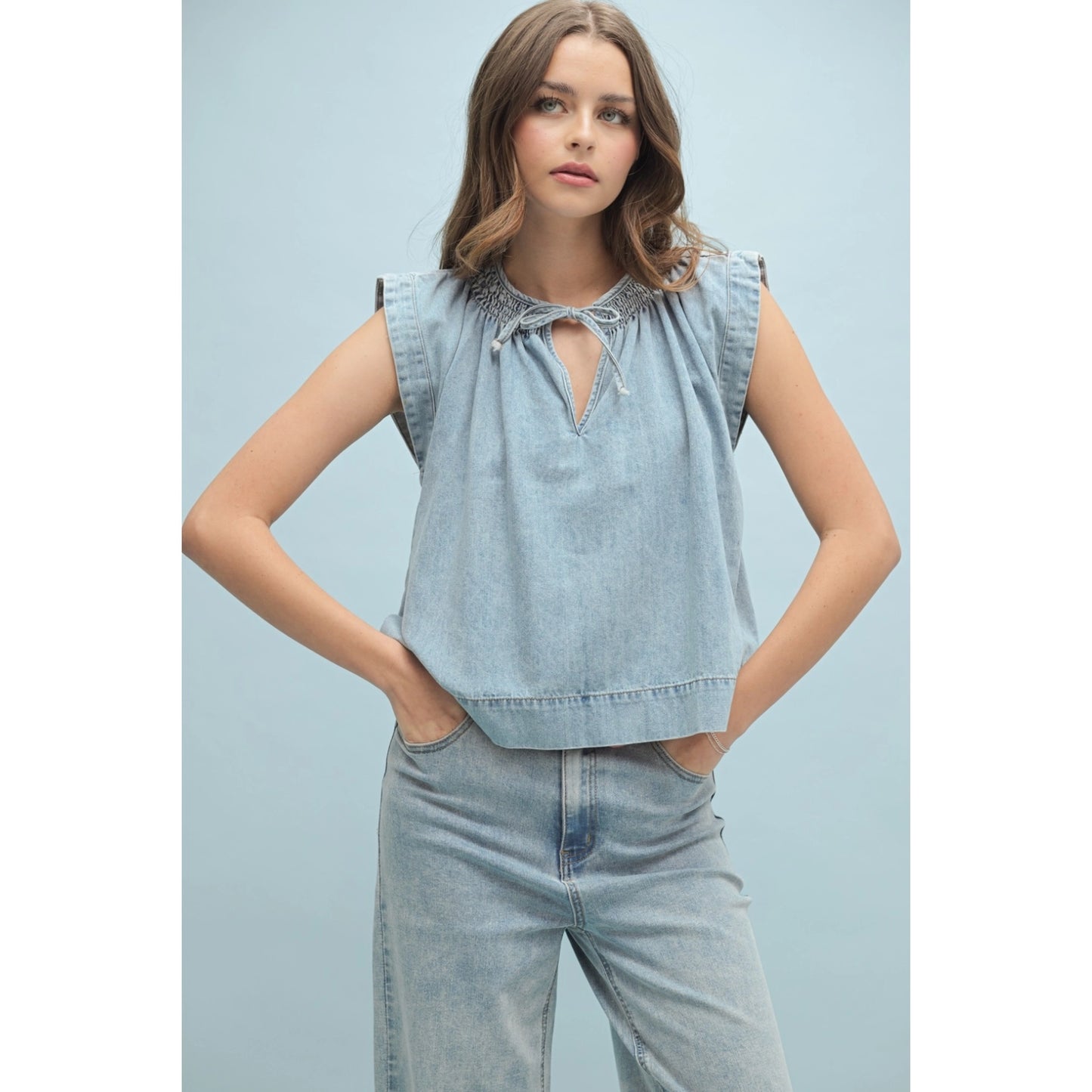 Denim Sleeveless Blouse