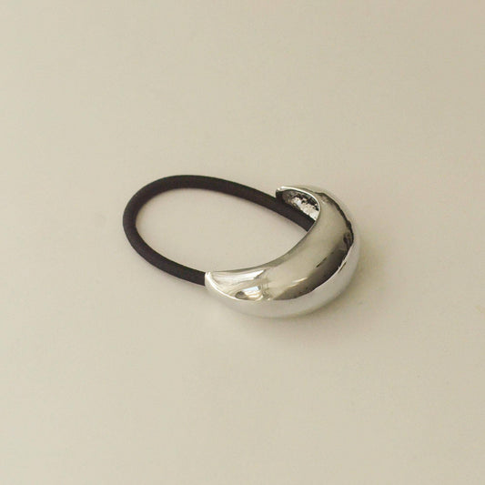 Narrow Crescent Metal Cuff Hair Tie | Silver