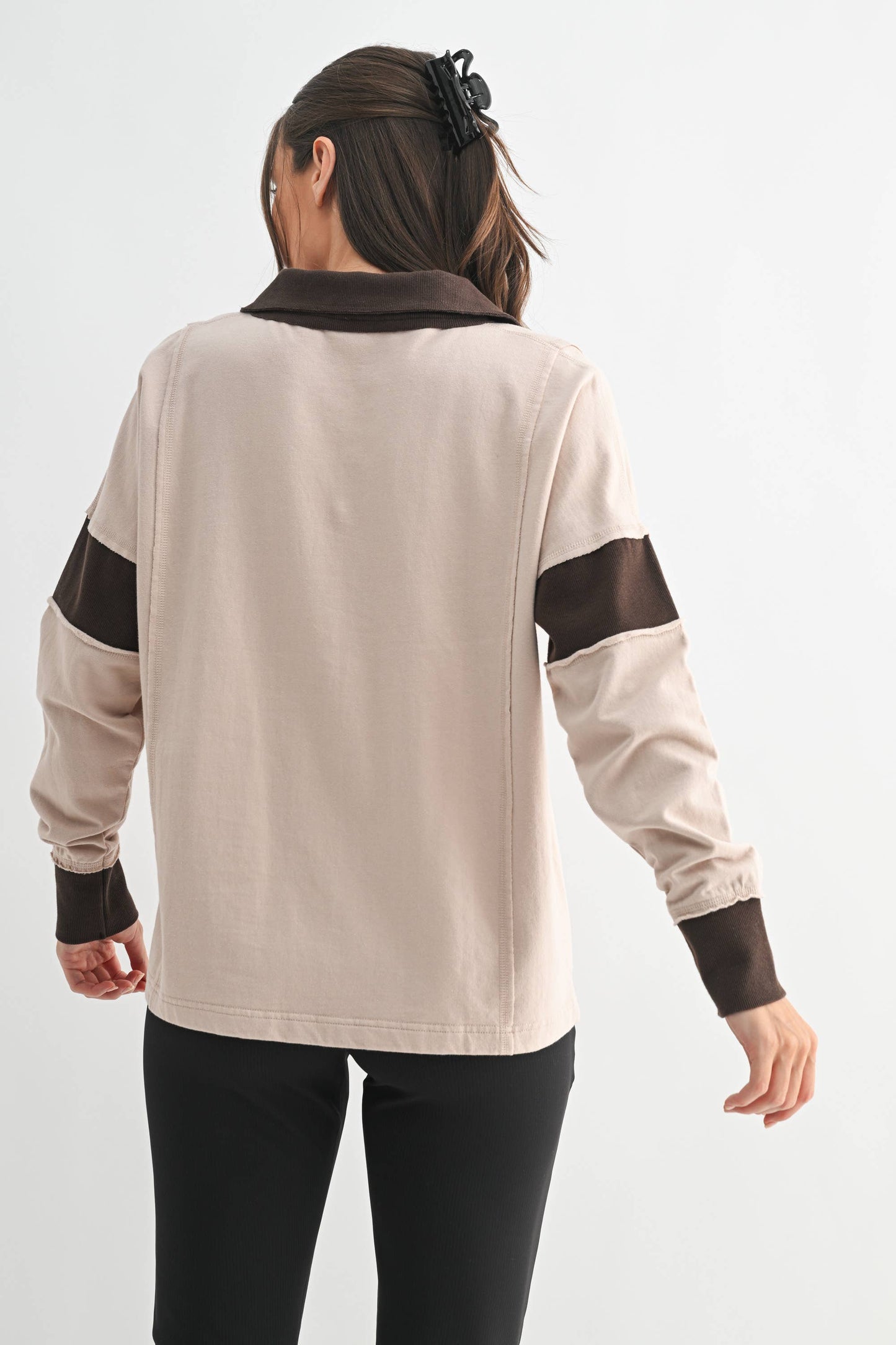 Crestline Contrast Collared Top