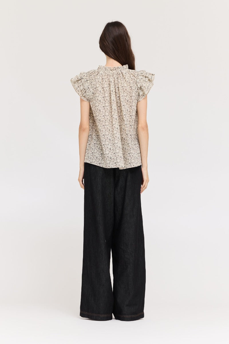 Wide straight dark denim pants