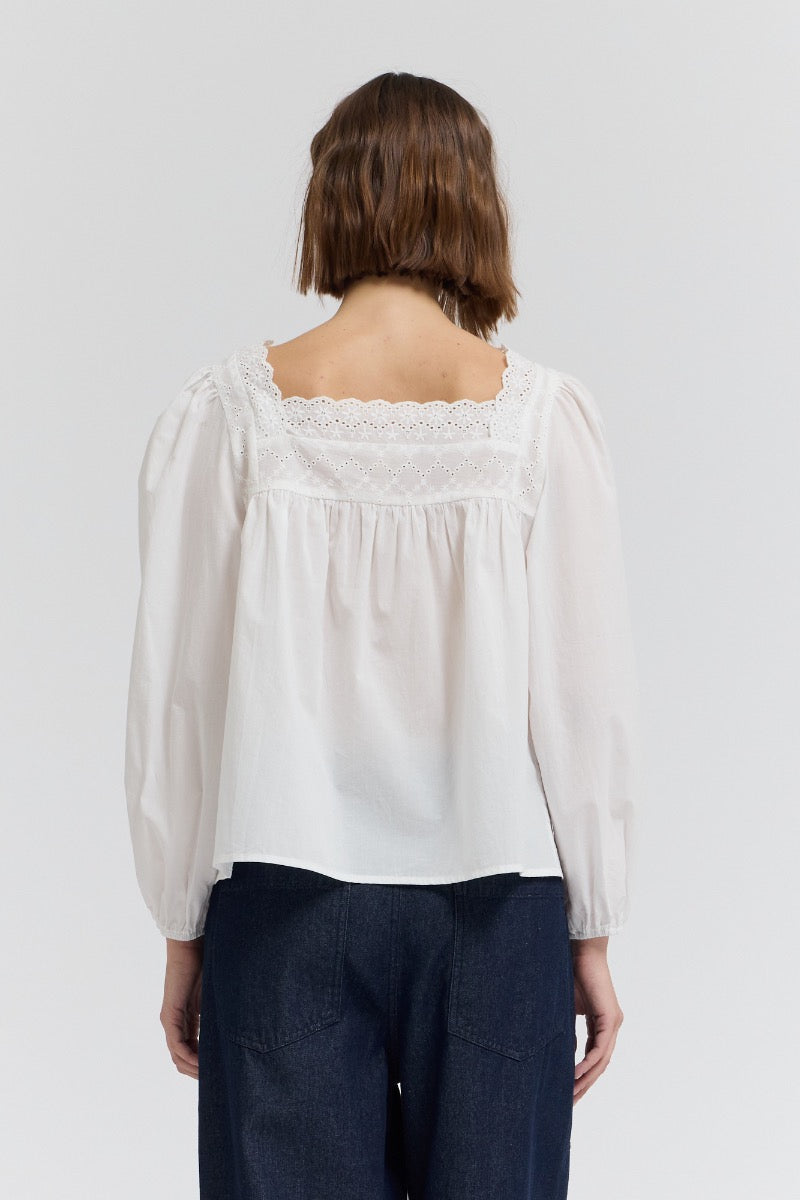Eyelet Trim Detail Button Down Shirt