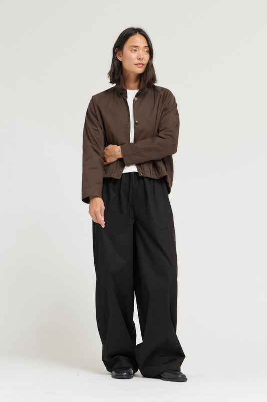 Barrel Leg Cotton Pants | Black