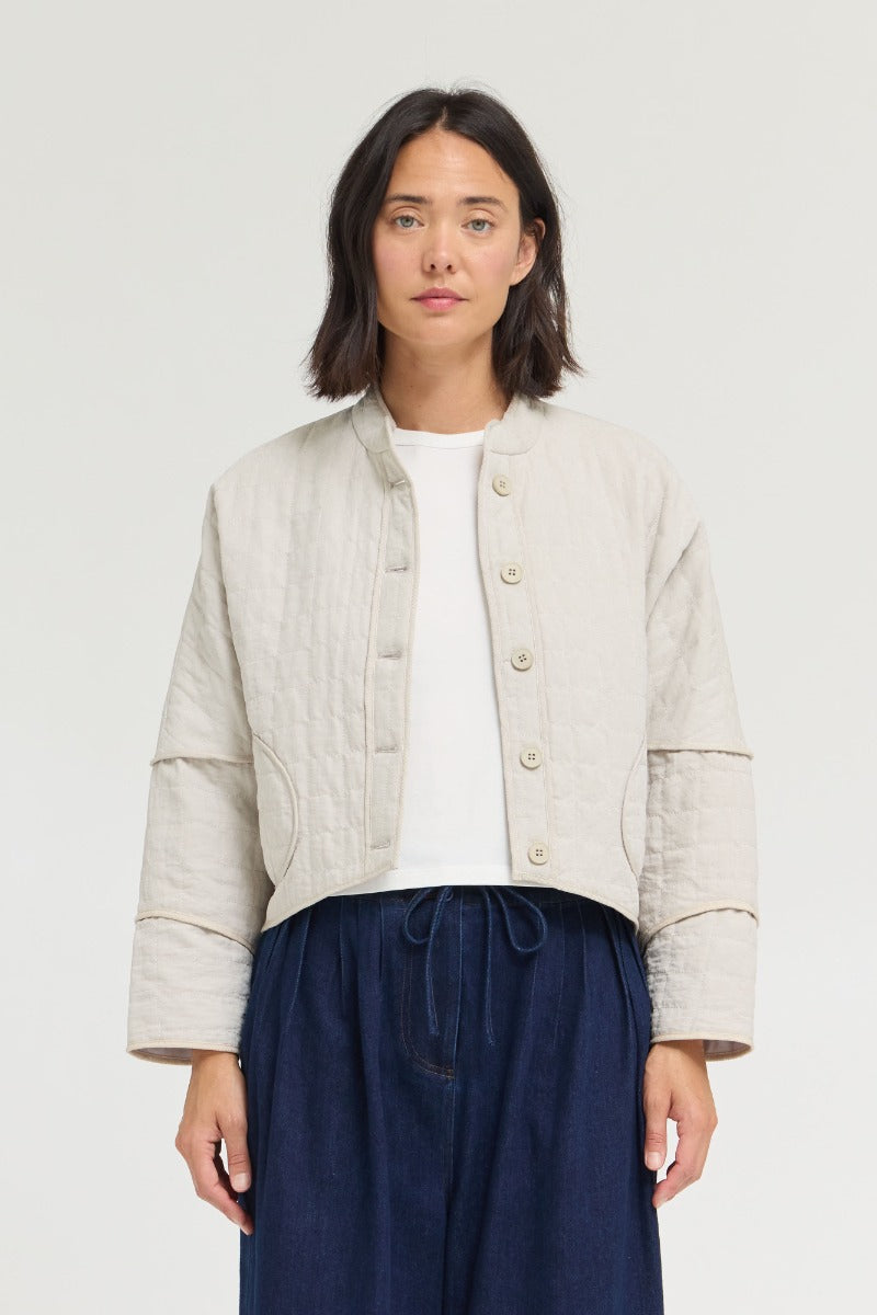 Quilted Crop Jacket | Ecru