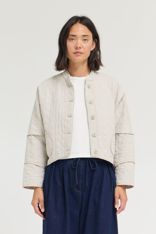 Quilted Crop Jacket | Ecru