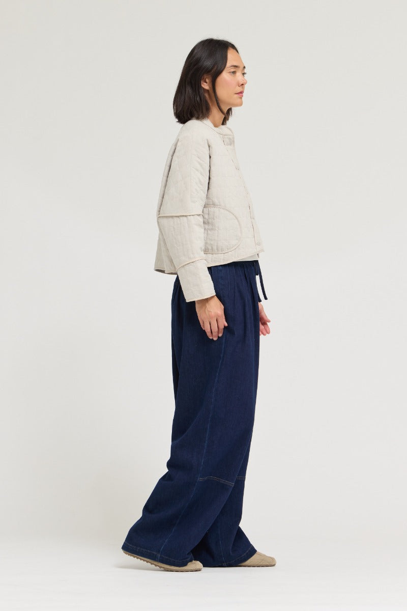 Quilted Crop Jacket | Ecru