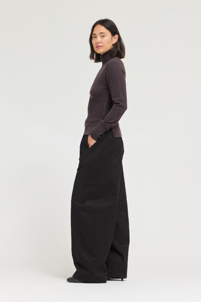 Barrel Leg Cotton Pants | Black