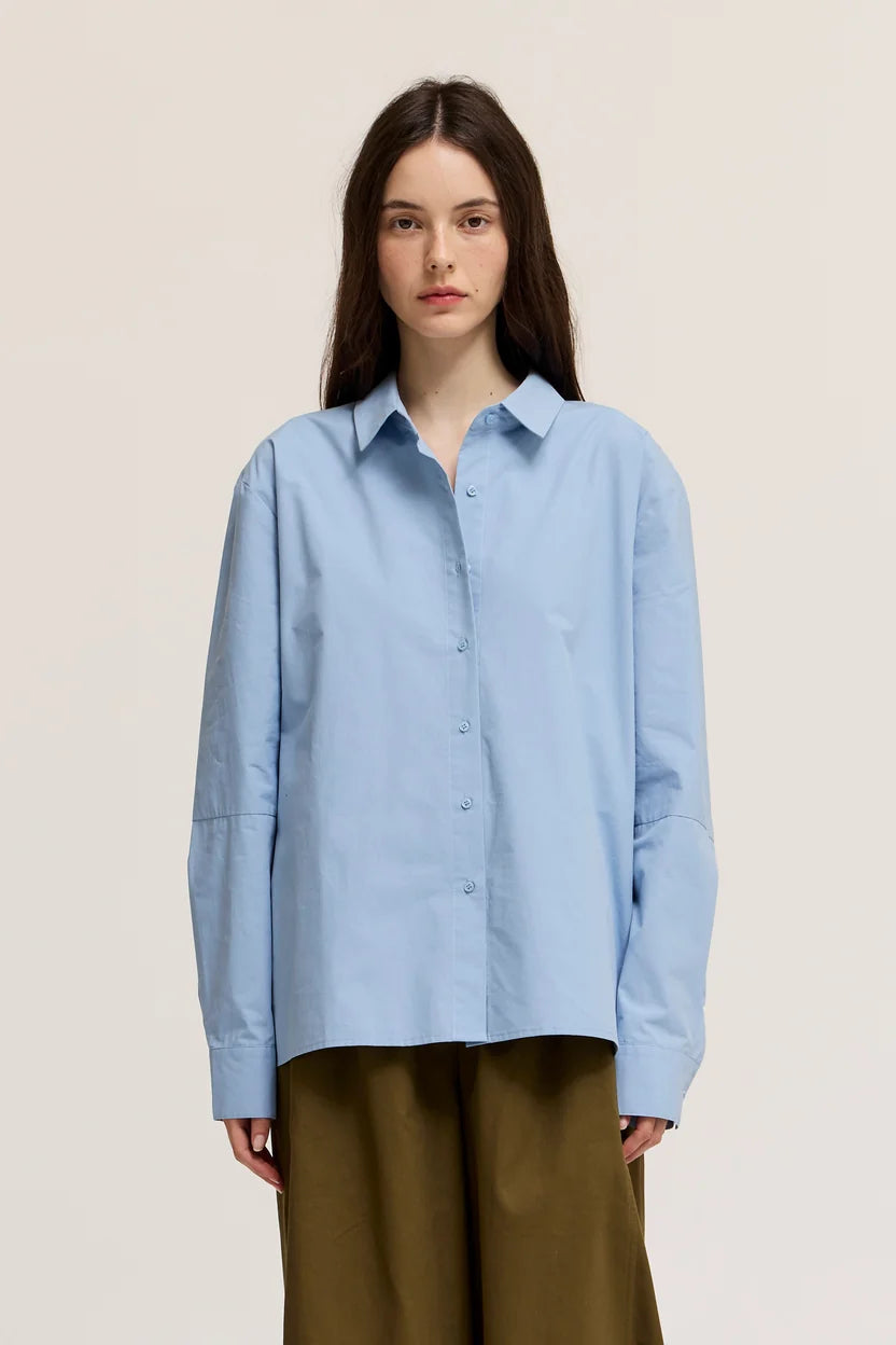 Drop Shoulder Seam Loose Fit Cotton Shirt