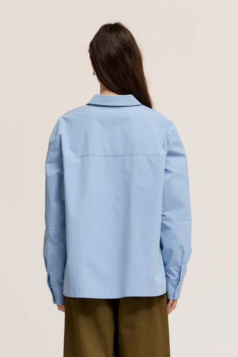 Drop Shoulder Seam Loose Fit Cotton Shirt