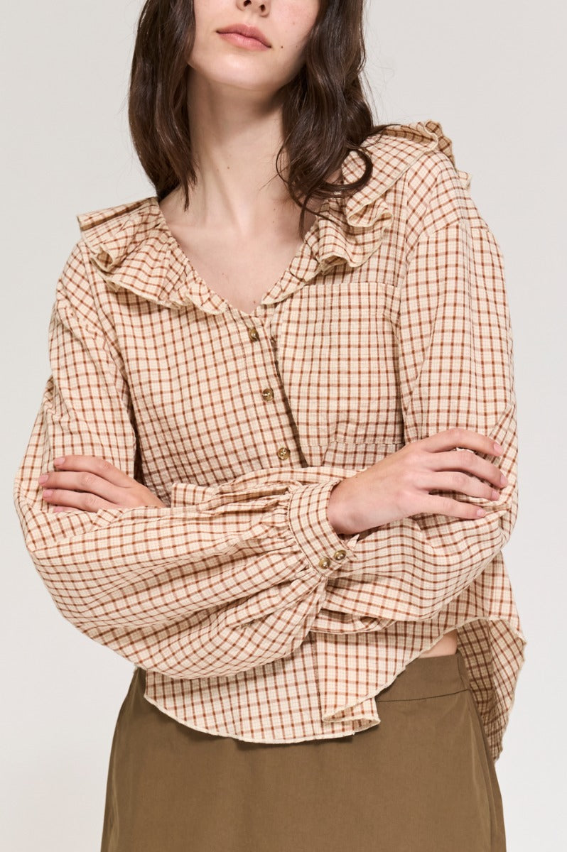 Ruffle Plaid blouse