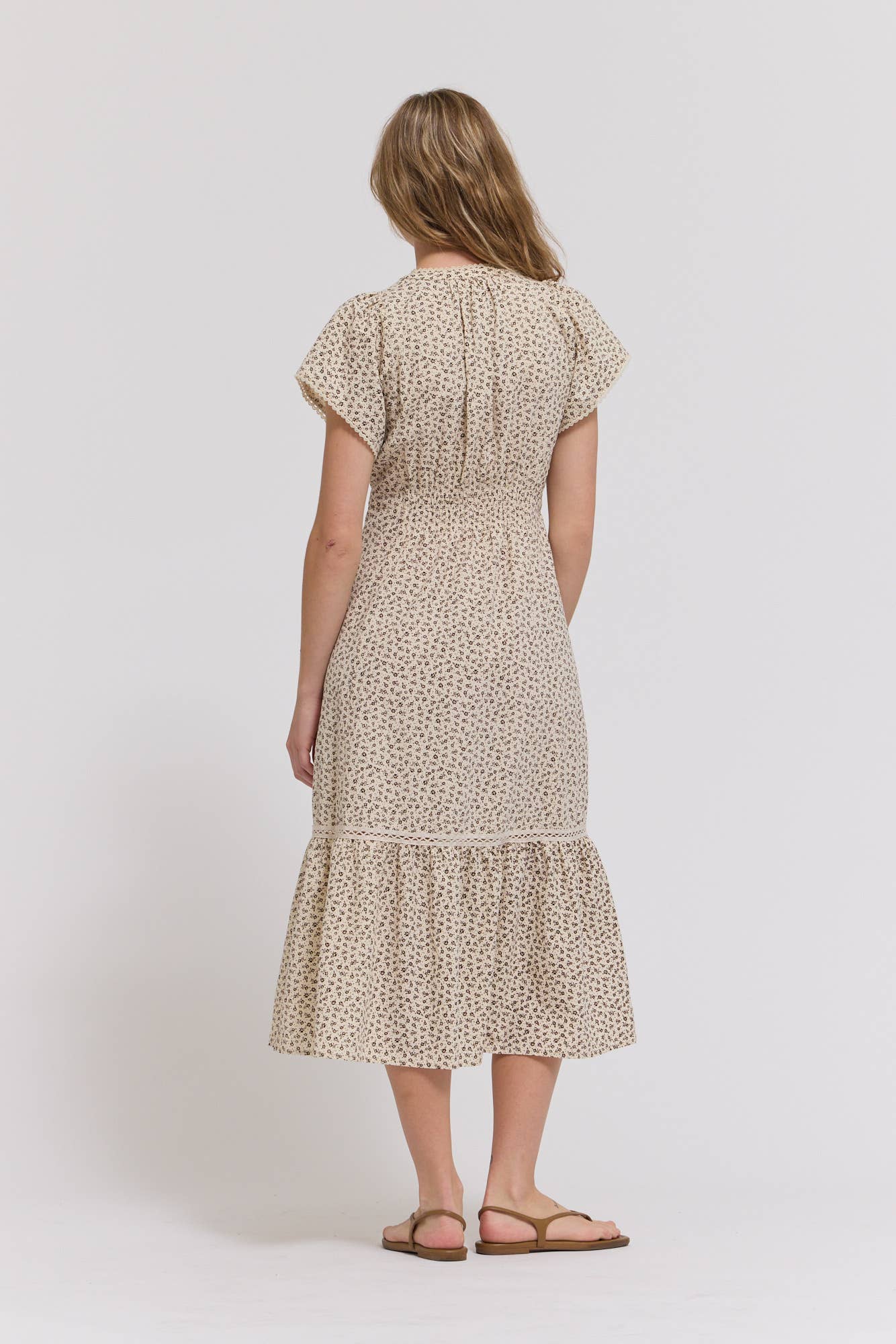 Scallop Cotton Trim Midi Dress