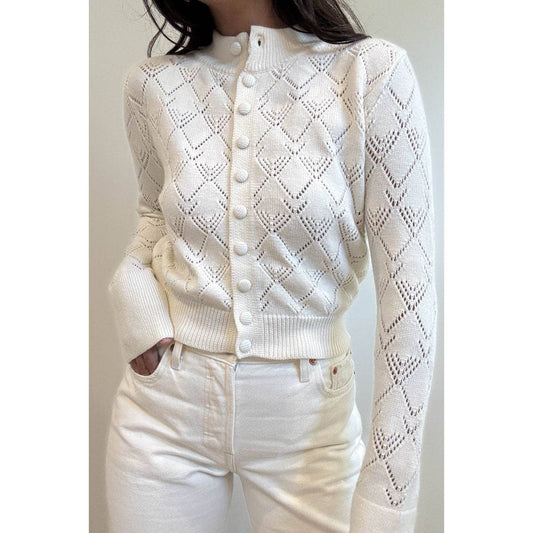 Pointelle Knit Button-Front Cardigan