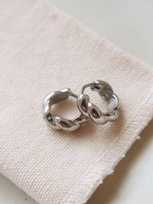 Brea Twisted Hoop Earrings | Silver