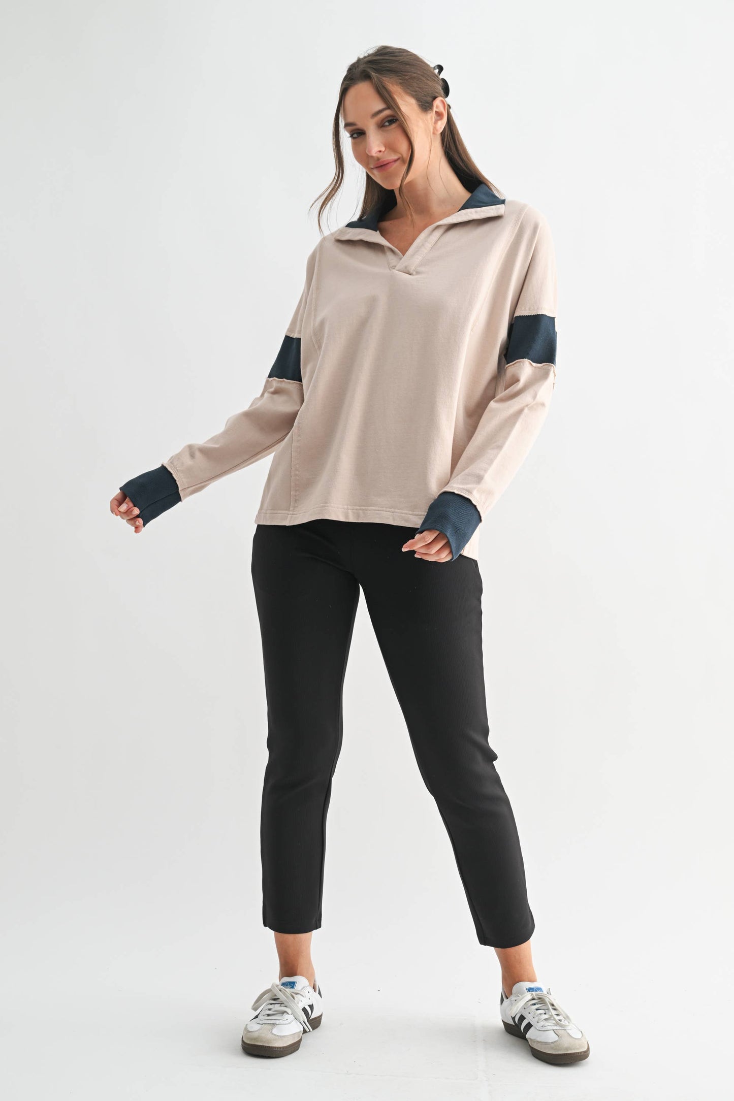 Crestline Contrast Collared Top