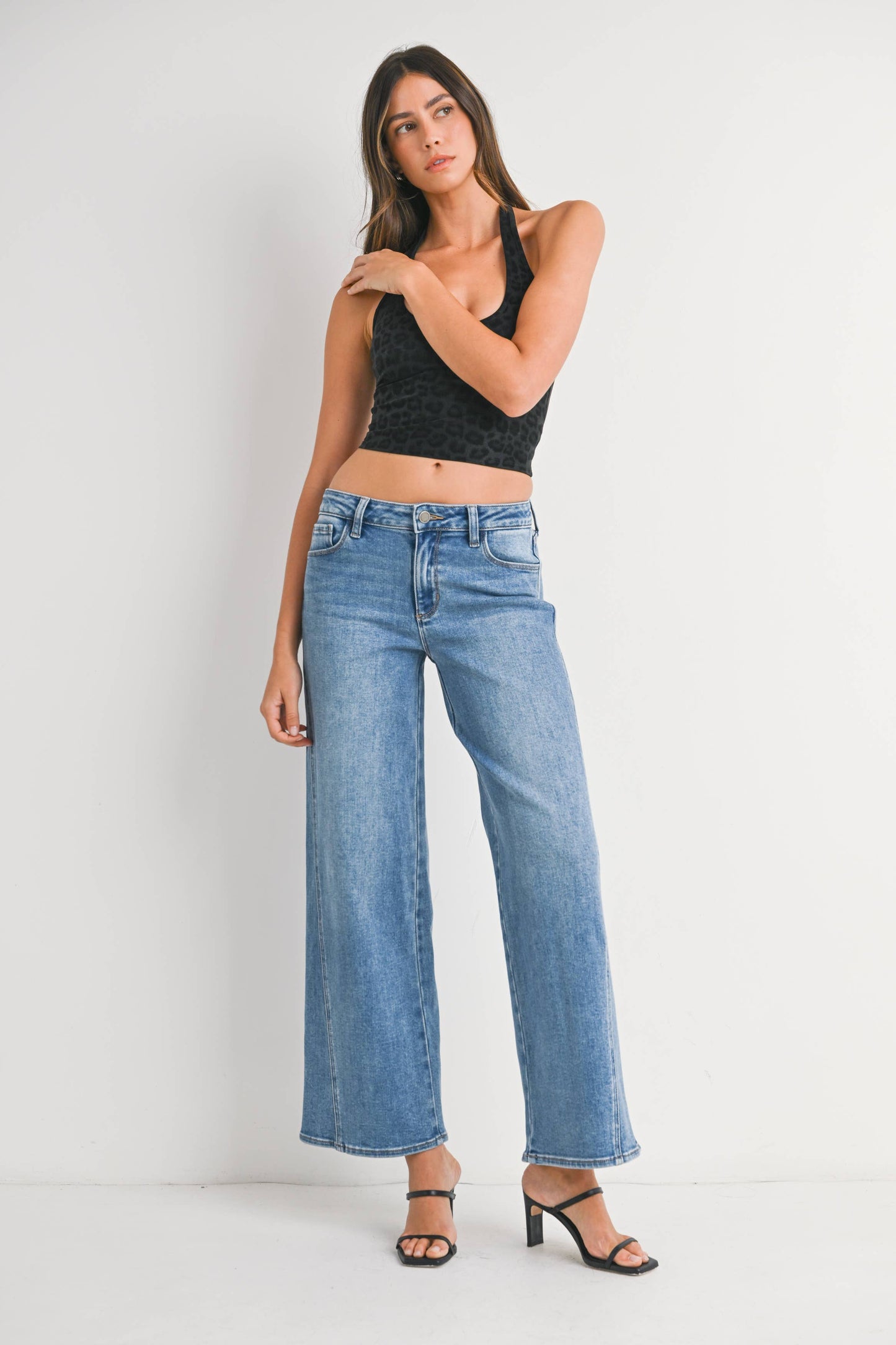 Seamed Wide Leg Jeans