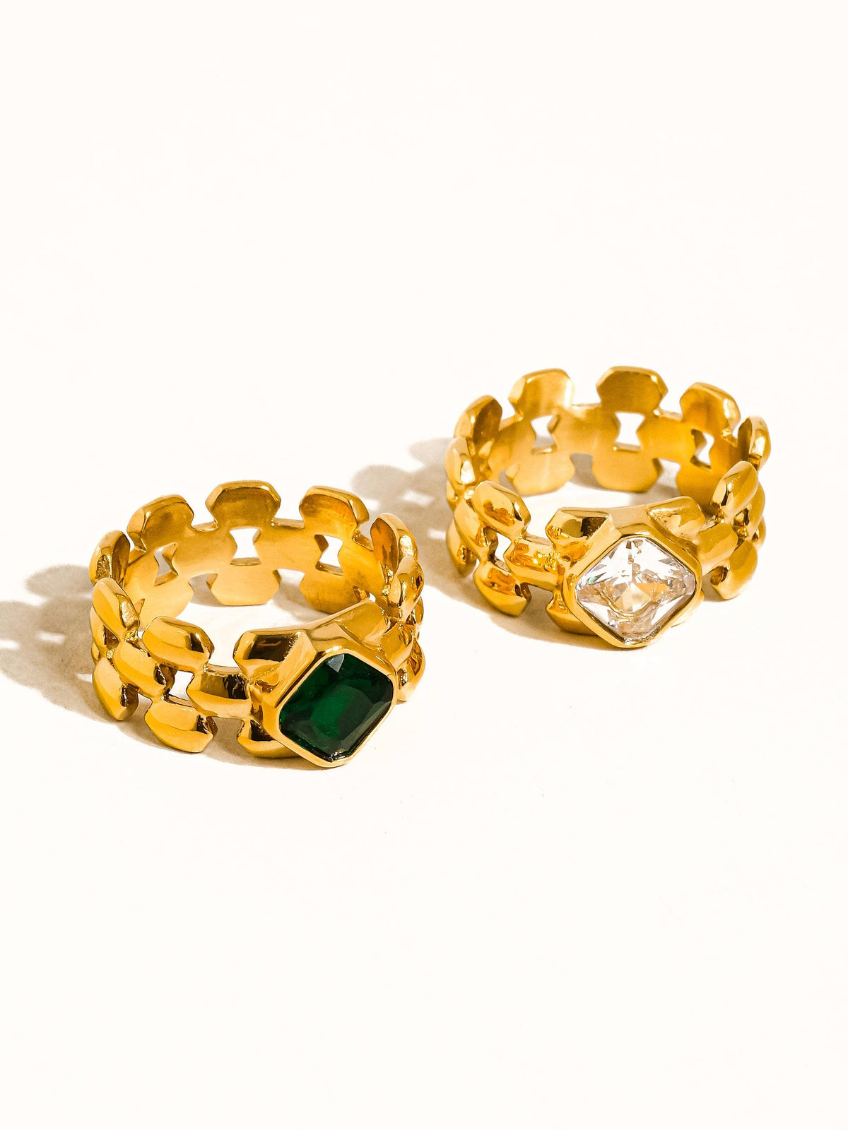 Passage Watchband Ring| Yellow Gold-Clear