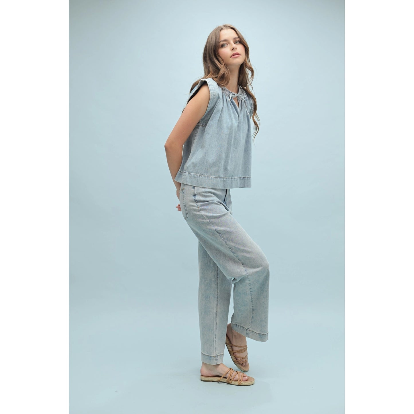 Denim Sleeveless Blouse