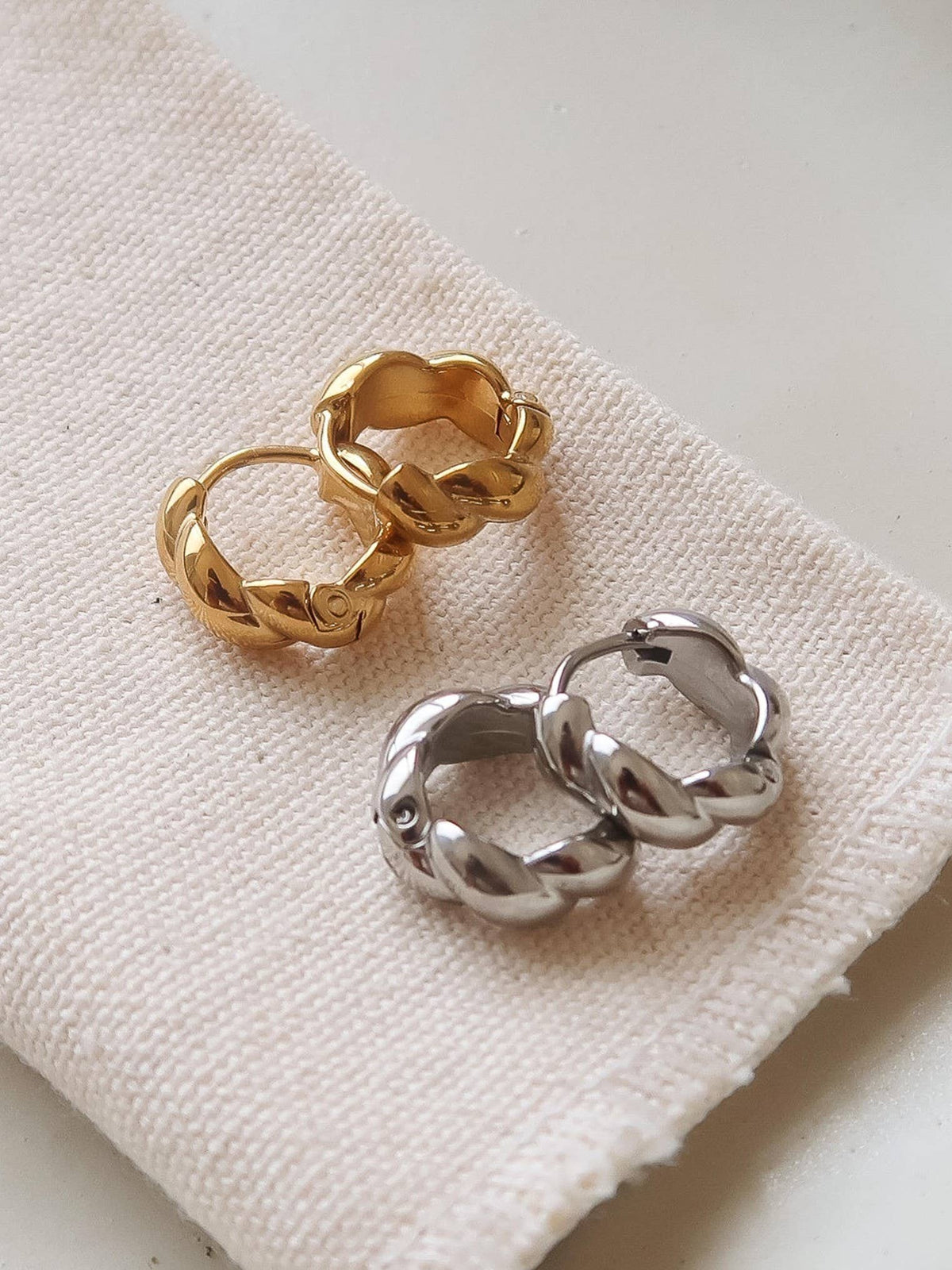 Brea Twisted Hoop Earrings | Silver