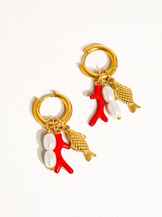 Rocaille Fish Pearl Earring