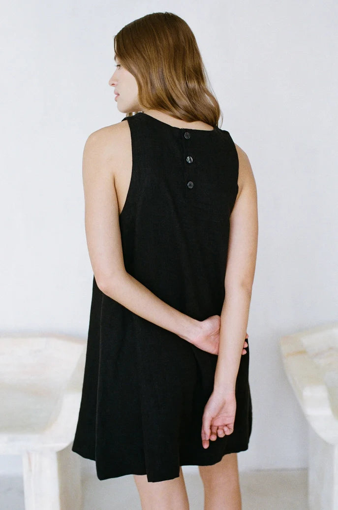 Novella Black Linen Dress