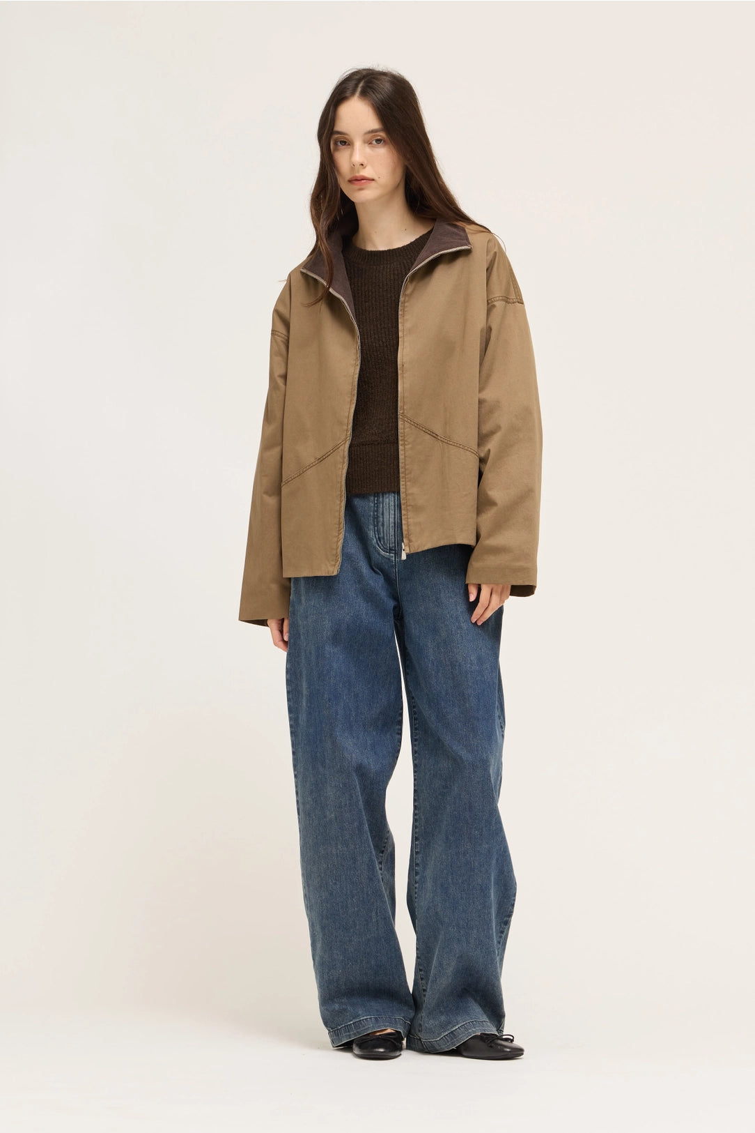 Earth brown Zip Up Jacket