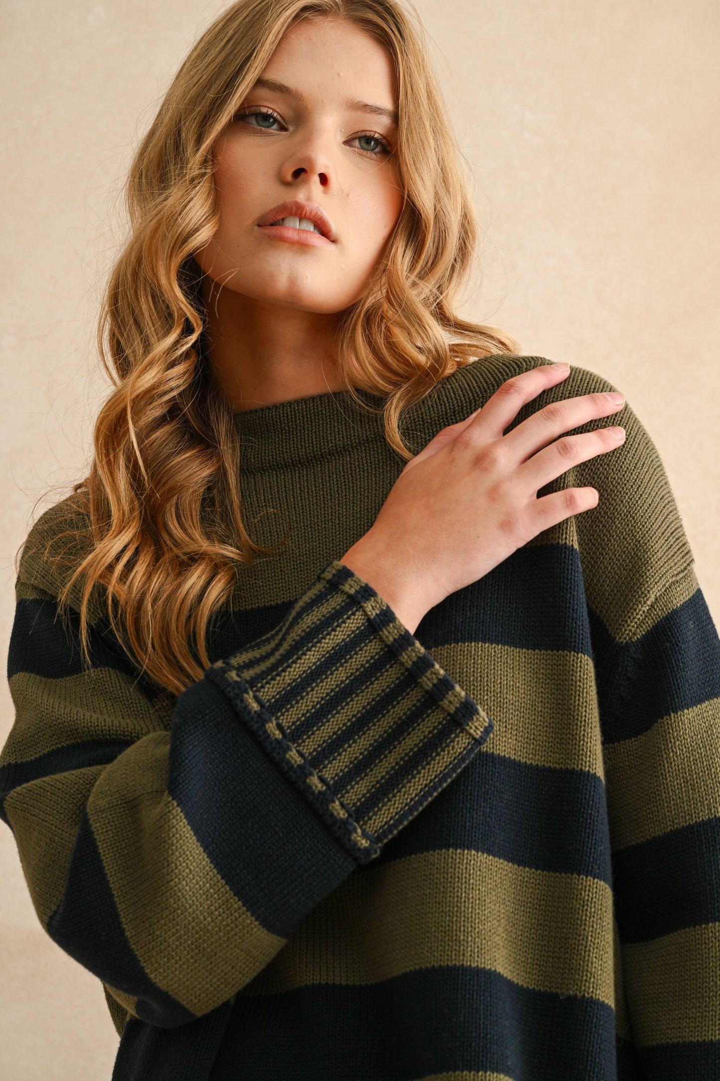 Olive Black Striped Sweater
