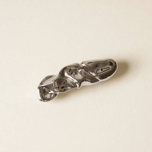 Textured Metal Barrette Hair Clip | Silver