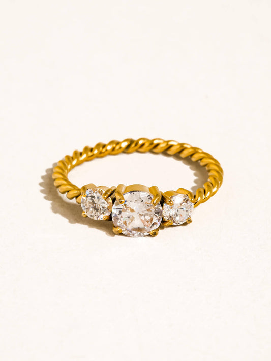 Moira CZ Statement Ring: Yellow Gold