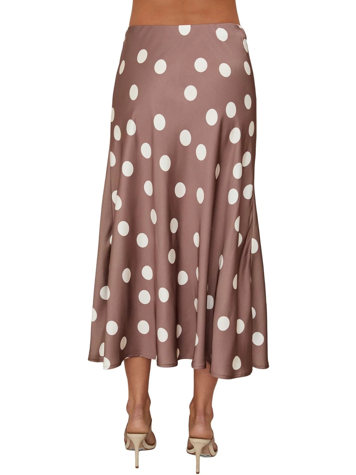 Polka Dot Midi Slip Skirt | Mocha-Cream