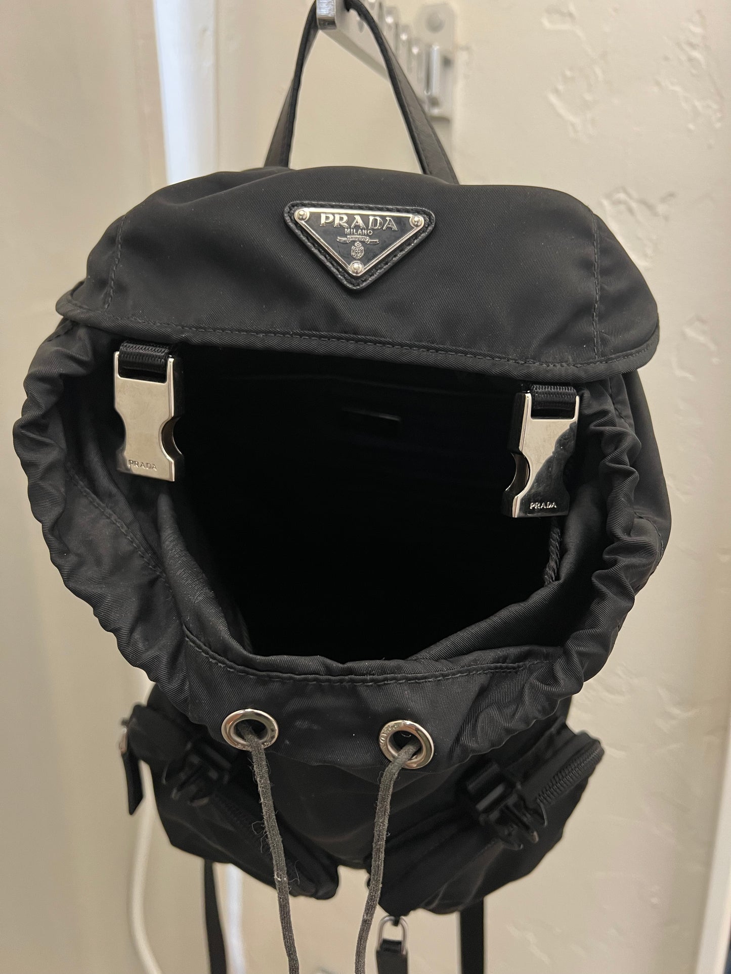 Prada Drawstring Nylon Backpack