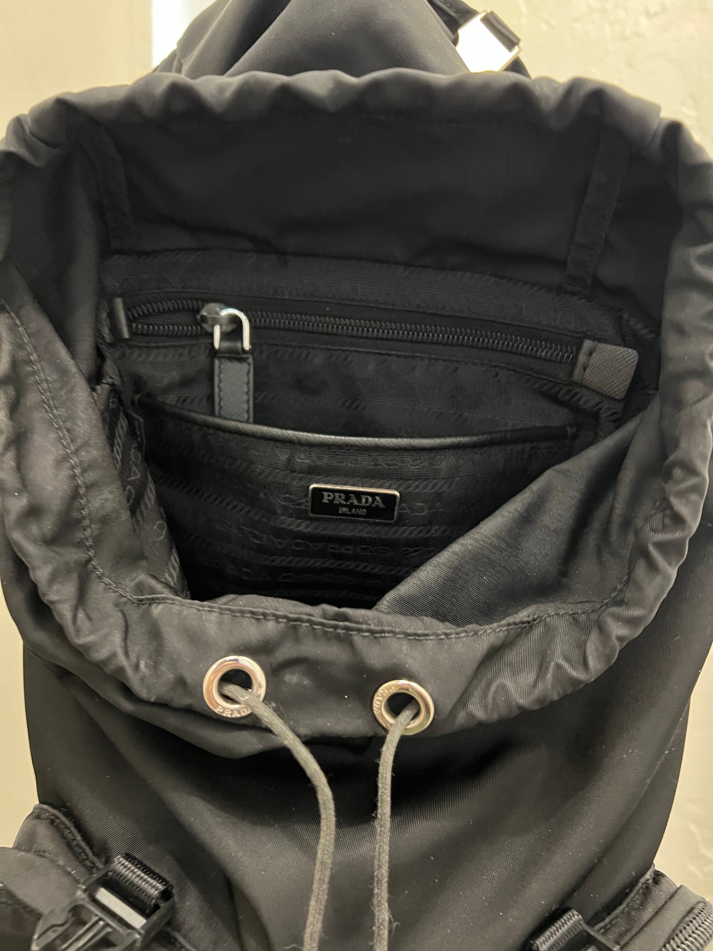 Prada Drawstring Nylon Backpack