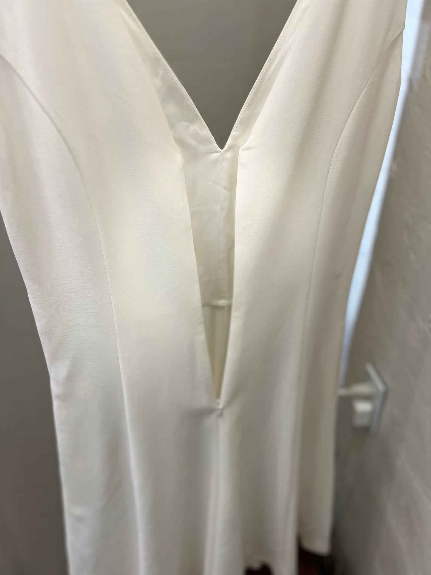 Totême V-Neck Crème Midi Dress