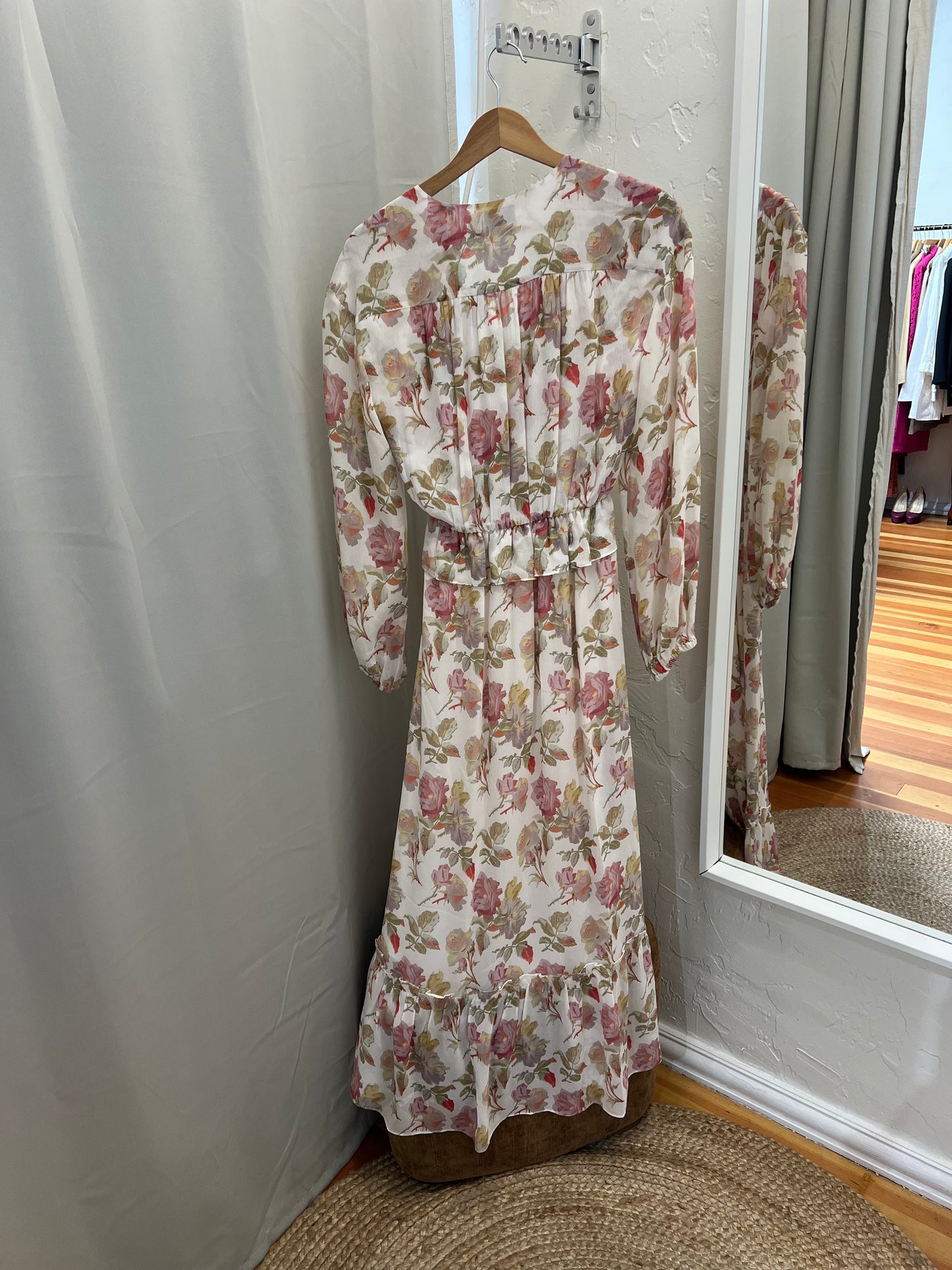 The Kooples Floral English Roses Ruffle Maxi Dress
