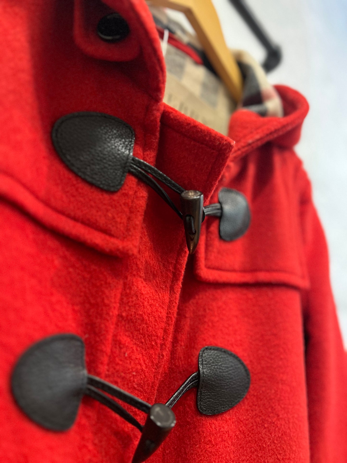 Burberry Brit Red Woolen Hood Duffle Coat