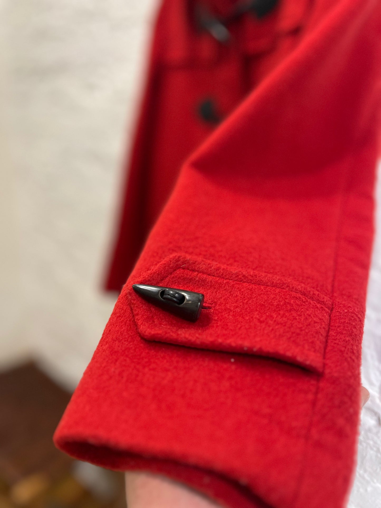 Burberry Brit Red Woolen Hood Duffle Coat