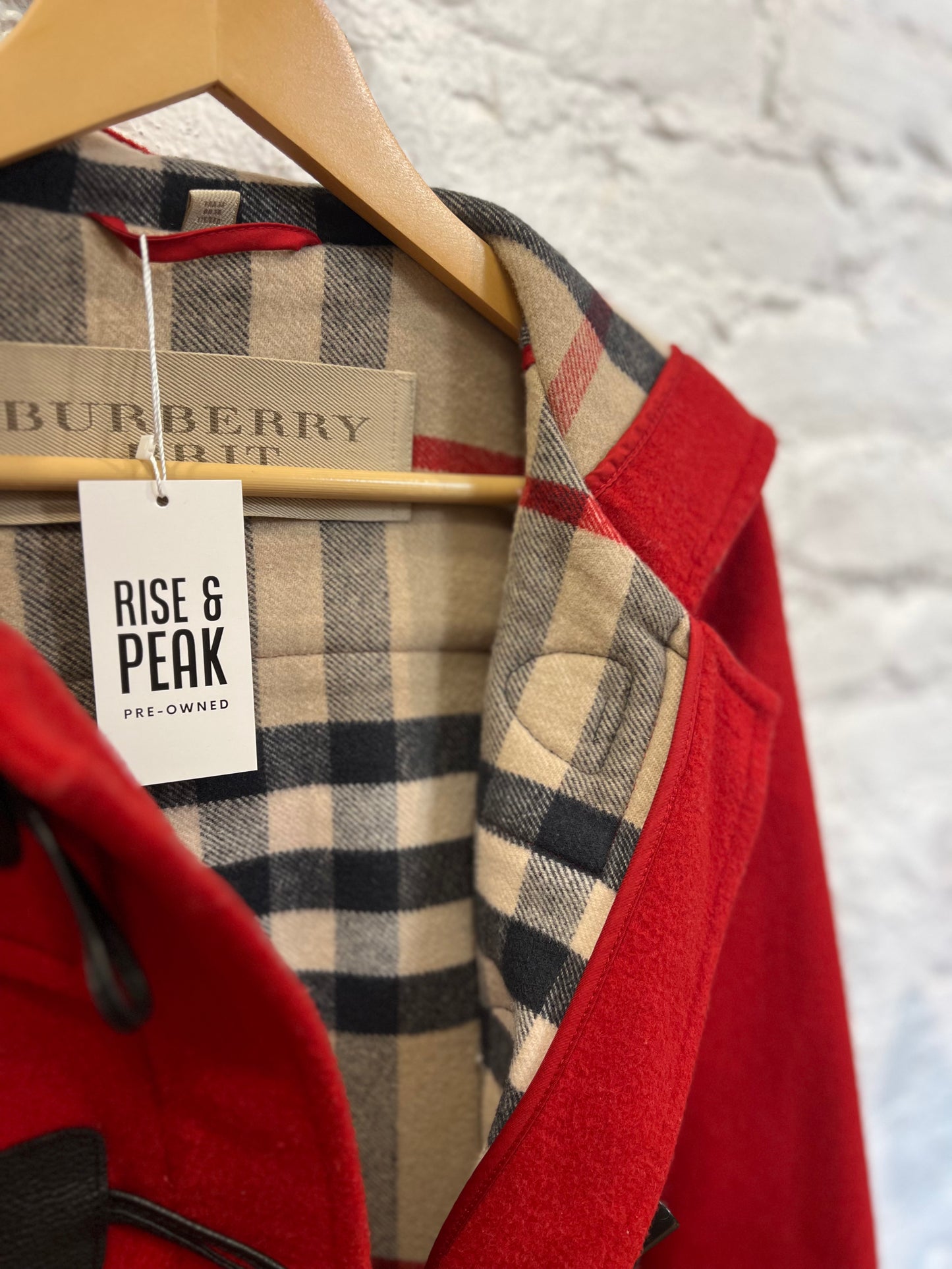 Burberry Brit Red Woolen Hood Duffle Coat