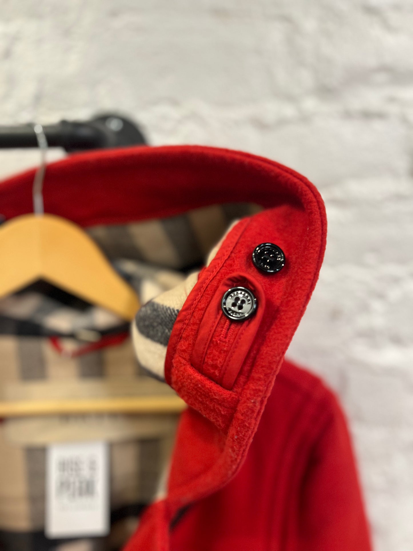 Burberry Brit Red Woolen Hood Duffle Coat
