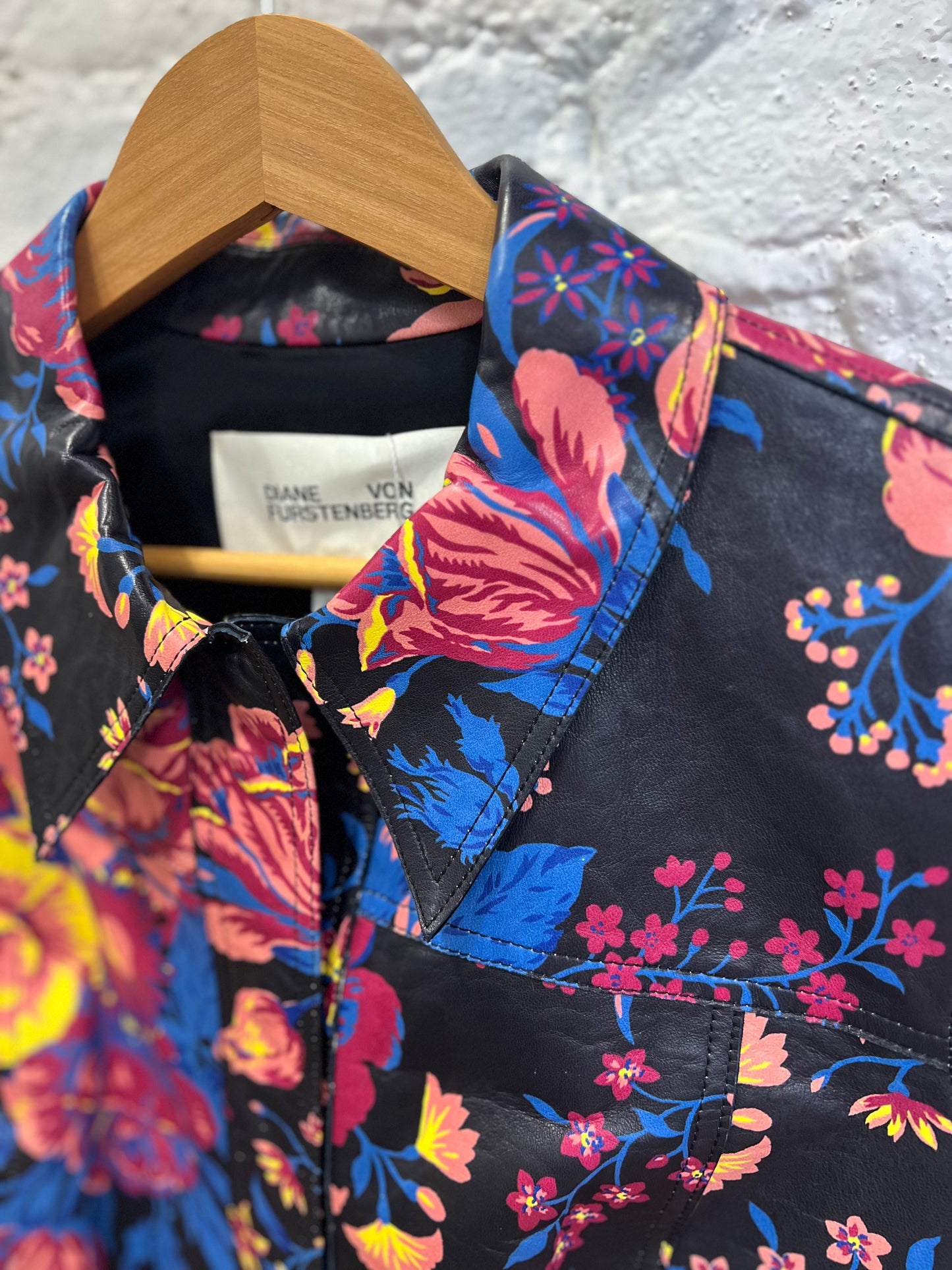 Diane Von Furstenberg Floral Leather Jacket